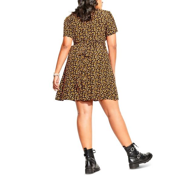 City Chic Women's GOLDEN DITSY DRESS Yellow Size 18W - Picture 2 of 4